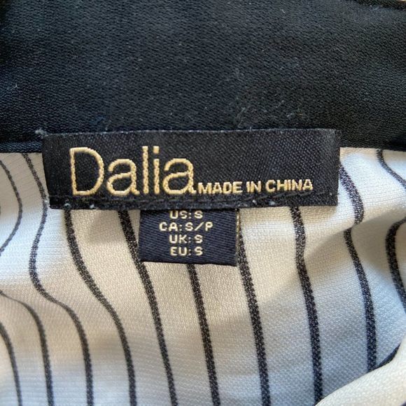 DALIA White & Black Pinstripe Button‎ Down Blouse - Picture 6 of 8